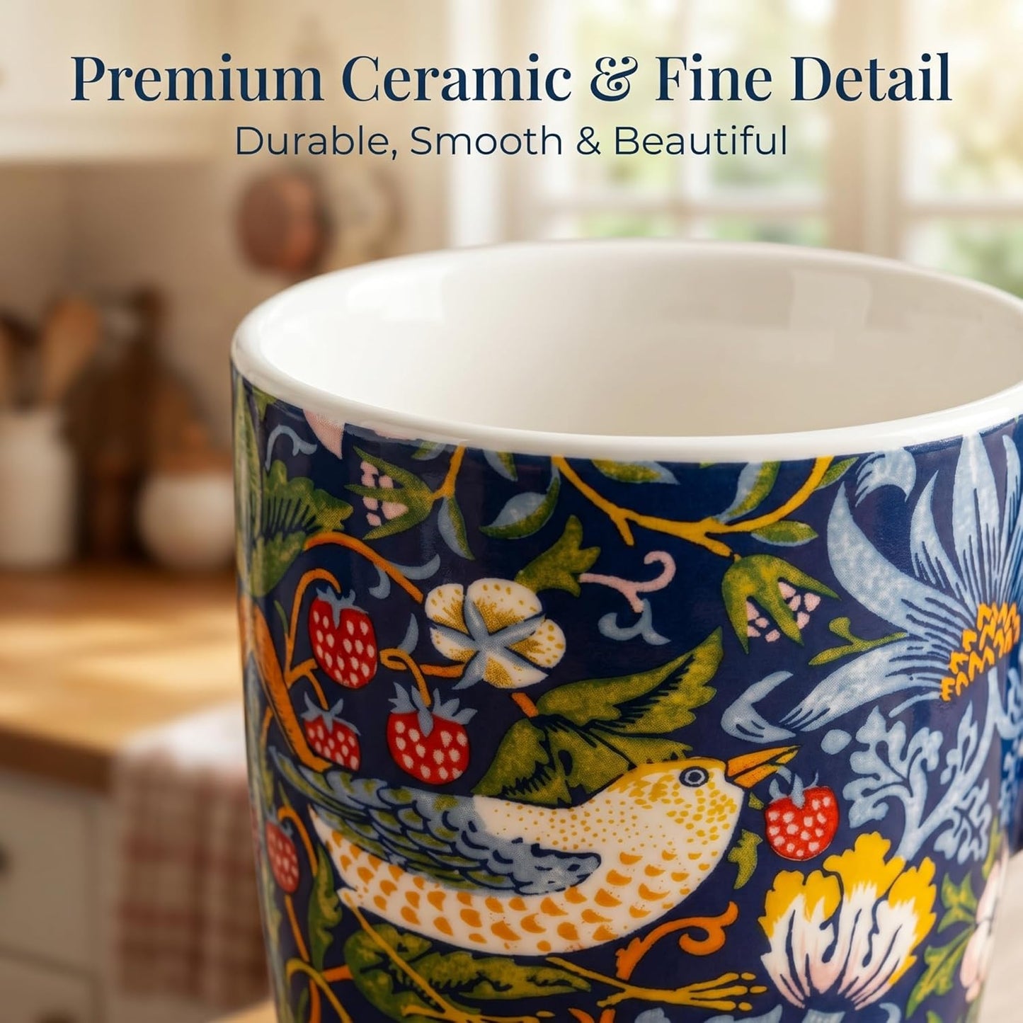 17oz Van Gogh Wheat Field Ceramic Travel Mug with Lid & Gift Box | Post Impressionist Art Coffee Cup, Microwave & Dishwasher Safe Large Latte Tea Mug, Car cupholder fit