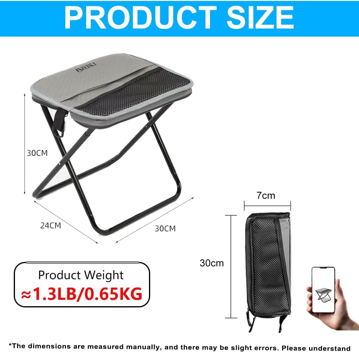 Mini 2-in-1 Folding Stool, Crossbody Bag Chair, Steel Oxford Seat