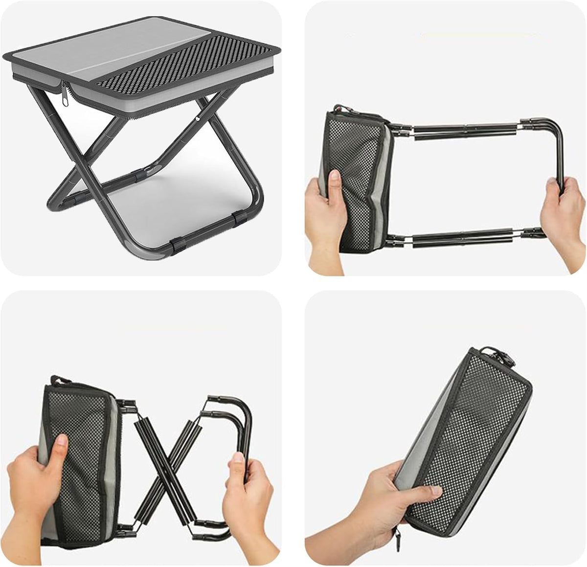 Mini 2-in-1 Folding Stool, Crossbody Bag Chair, Steel Oxford Seat