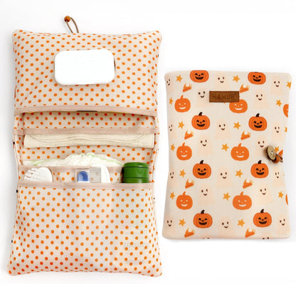 HAMUR Baby Diaper Bag Organizer – Compact & Foldable Stroller Pouch for Newborn Essentials | Travel-Friendly | Fits Boys & Girls (Halloween)