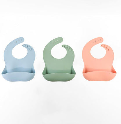 Silicone Baby Feeding Set| Silicone Divided Suction Plate and Bowl with Lids |Toddler Feeding Set| Training Cup with Straw|Fork Spoon Bib| Toddler Baby Led Weaning Supplies (Blue)