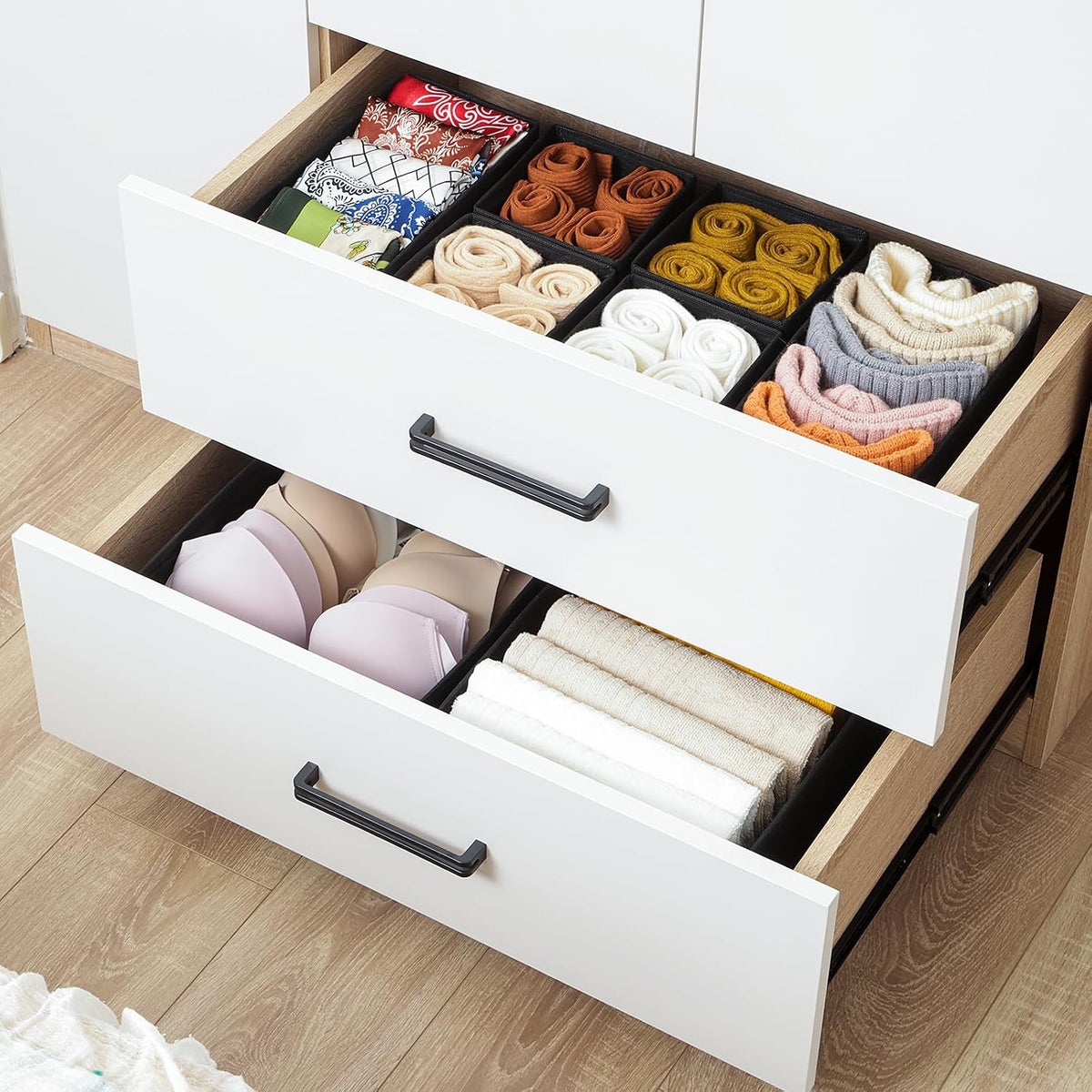 6 Pack Drawer Organizers for Clothing, Dresser Drawer Organizer Clothes, Fabric Foldable Closet Organizers and Storage Basket Bins for Clothes, Underwear, Bras, Socks (Pink)
