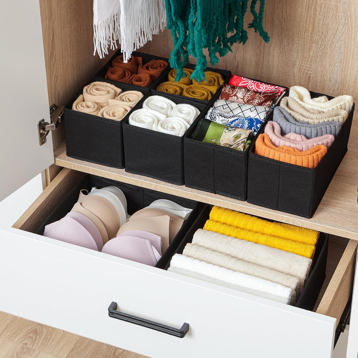 6 Pack Drawer Organizers for Clothing, Dresser Drawer Organizer Clothes, Fabric Foldable Closet Organizers and Storage Basket Bins for Clothes, Underwear, Bras, Socks (Pink)