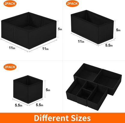 6 Pack Drawer Organizers for Clothing, Dresser Drawer Organizer Clothes, Fabric Foldable Closet Organizers and Storage Basket Bins for Clothes, Underwear, Bras, Socks (Pink)