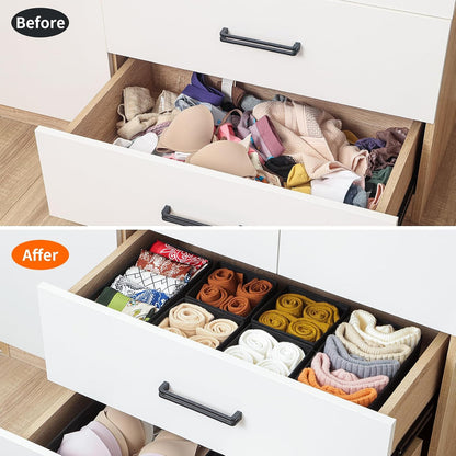 6 Pack Drawer Organizers for Clothing, Dresser Drawer Organizer Clothes, Fabric Foldable Closet Organizers and Storage Basket Bins for Clothes, Underwear, Bras, Socks (Pink)