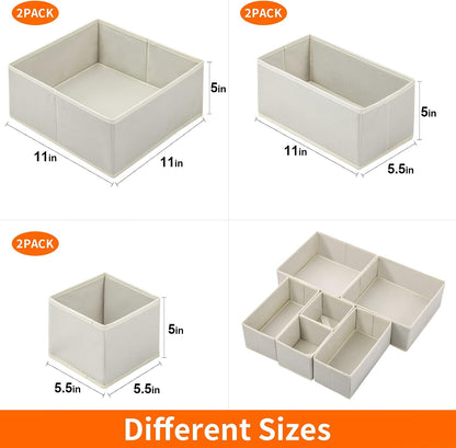 6 Pack Drawer Organizers for Clothing, Dresser Drawer Organizer Clothes, Fabric Foldable Closet Organizers and Storage Basket Bins for Clothes, Underwear, Bras, Socks (Pink)