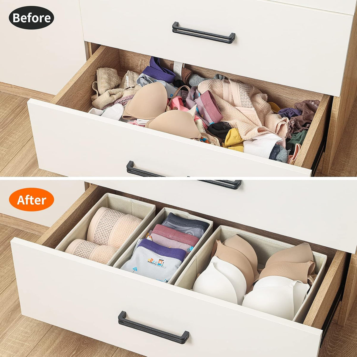 6 Pack Drawer Organizers for Clothing, Dresser Drawer Organizer Clothes, Fabric Foldable Closet Organizers and Storage Basket Bins for Clothes, Underwear, Bras, Socks (Pink)