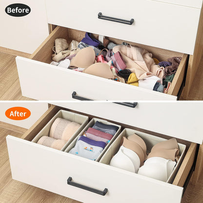6 Pack Drawer Organizers for Clothing, Dresser Drawer Organizer Clothes, Fabric Foldable Closet Organizers and Storage Basket Bins for Clothes, Underwear, Bras, Socks (Pink)
