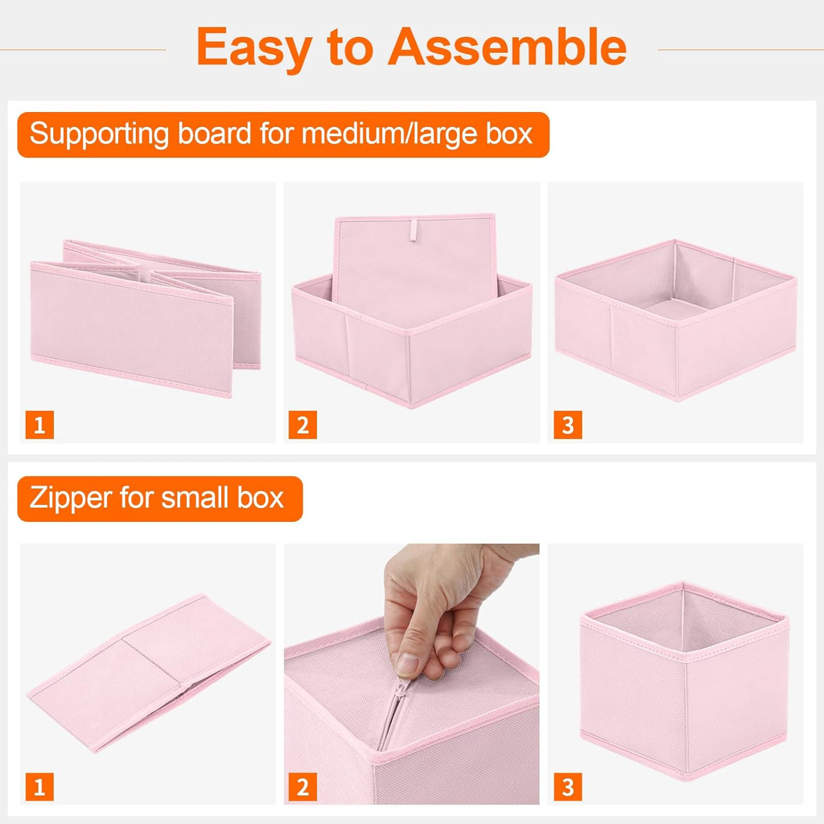 6 Pack Drawer Organizers for Clothing, Dresser Drawer Organizer Clothes, Fabric Foldable Closet Organizers and Storage Basket Bins for Clothes, Underwear, Bras, Socks (Pink)