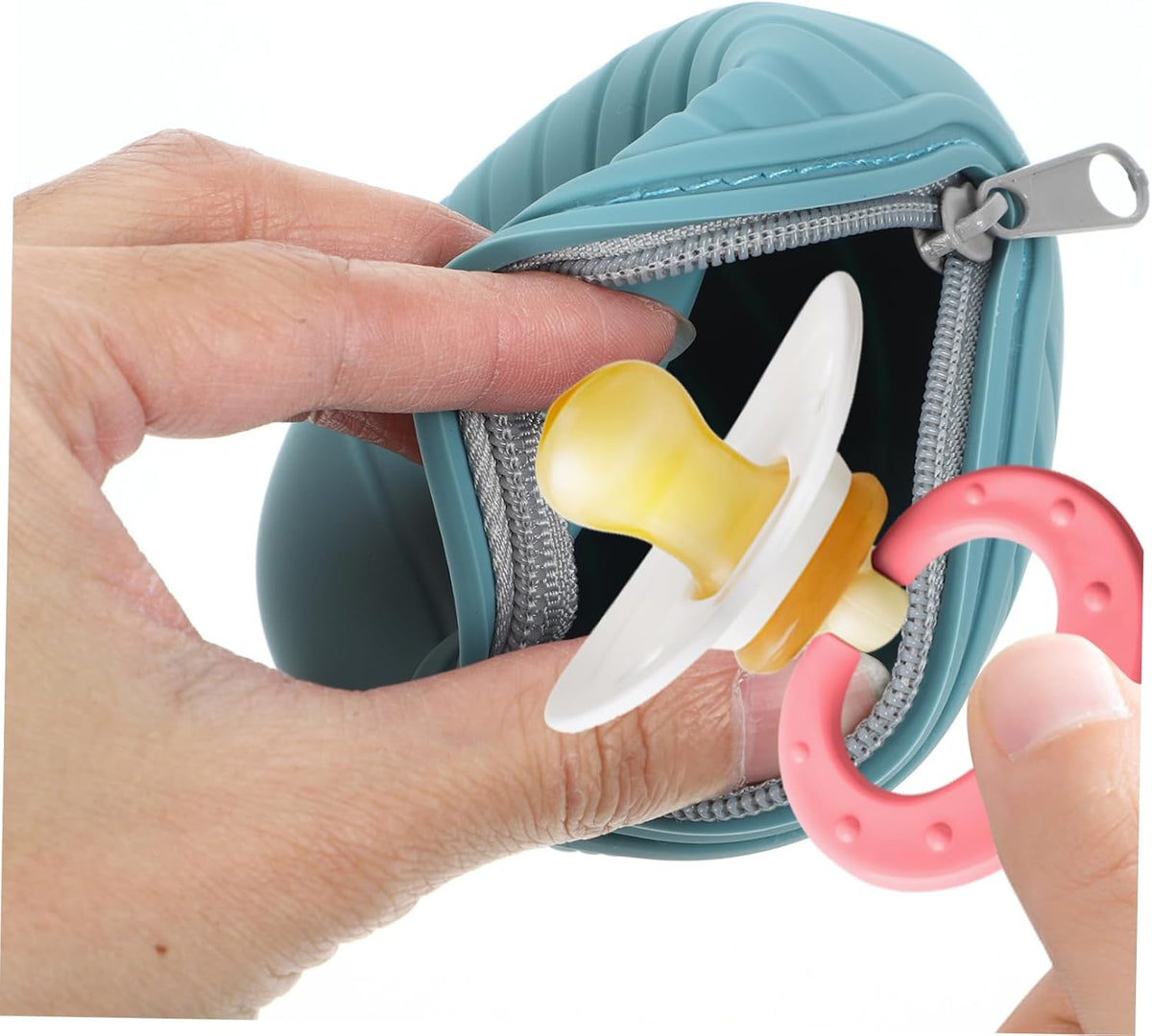 Adorable Organizer Bag Soft Zipper Silicone Case for Pacifiers Toys Napkins Clip Holder for Stroller Diaper Bag
