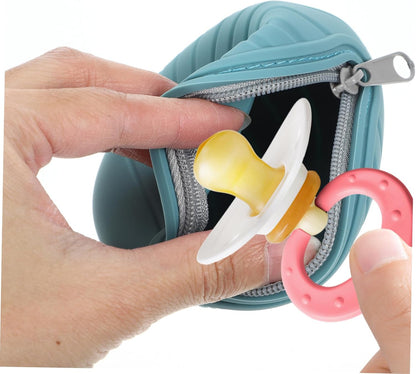 Adorable Organizer Bag Soft Zipper Silicone Case for Pacifiers Toys Napkins Clip Holder for Stroller Diaper Bag