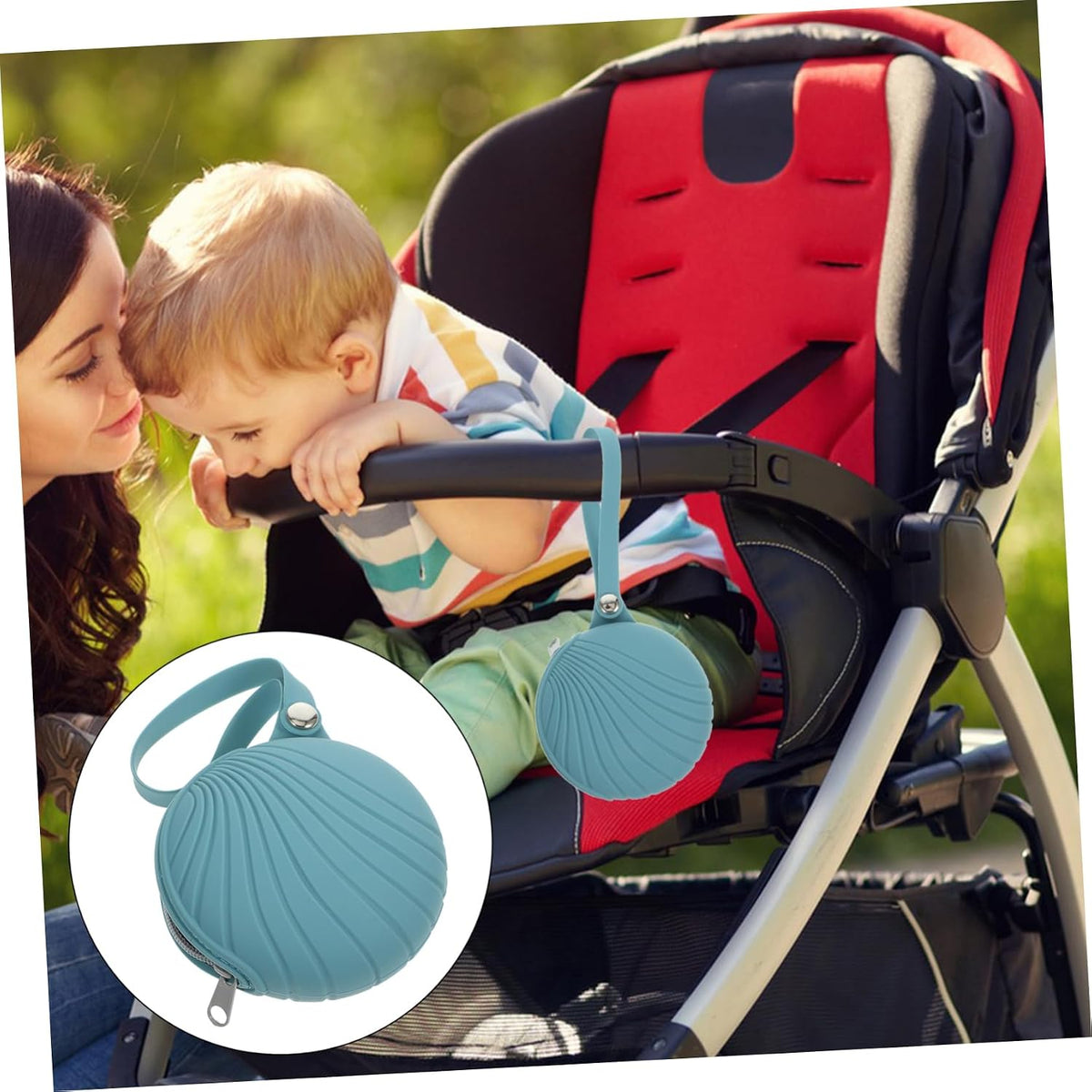 Adorable Organizer Bag Soft Zipper Silicone Case for Pacifiers Toys Napkins Clip Holder for Stroller Diaper Bag