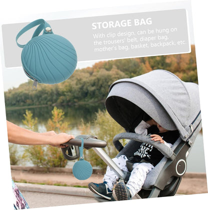 Adorable Organizer Bag Soft Zipper Silicone Case for Pacifiers Toys Napkins Clip Holder for Stroller Diaper Bag