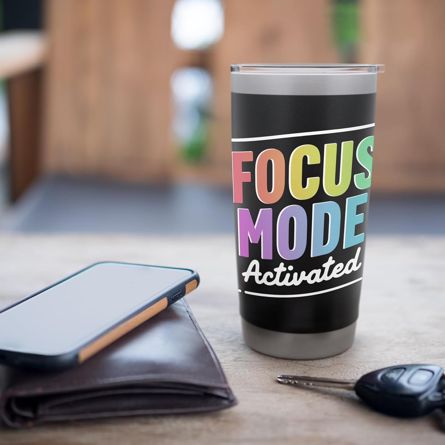 Activated Focus Mode Colorful Quote Stainless Steel Insulated Tumbler