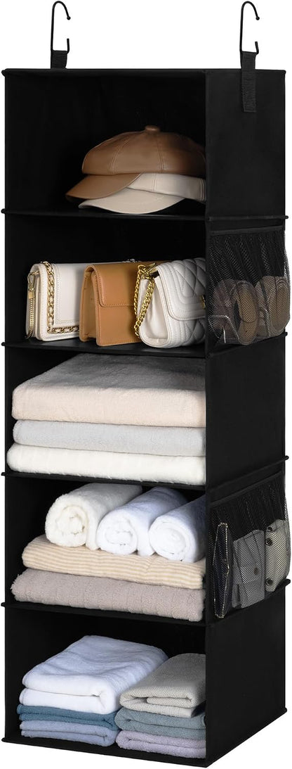 Hanging Closet Organizer for Small Closets, 5 Shelf
