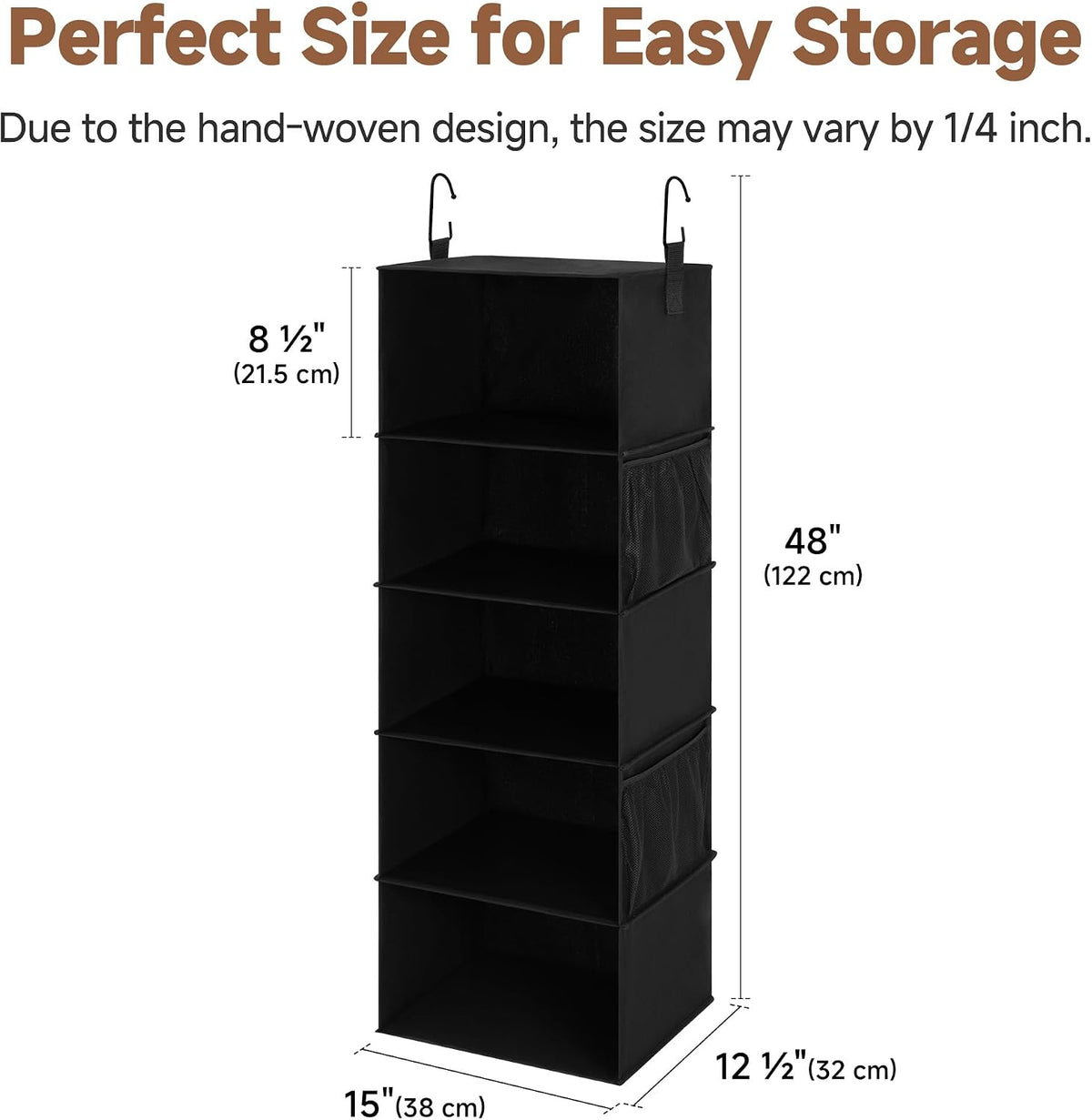 Hanging Closet Organizer for Small Closets, 5 Shelf