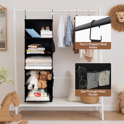 Hanging Closet Organizer for Small Closets, 5 Shelf