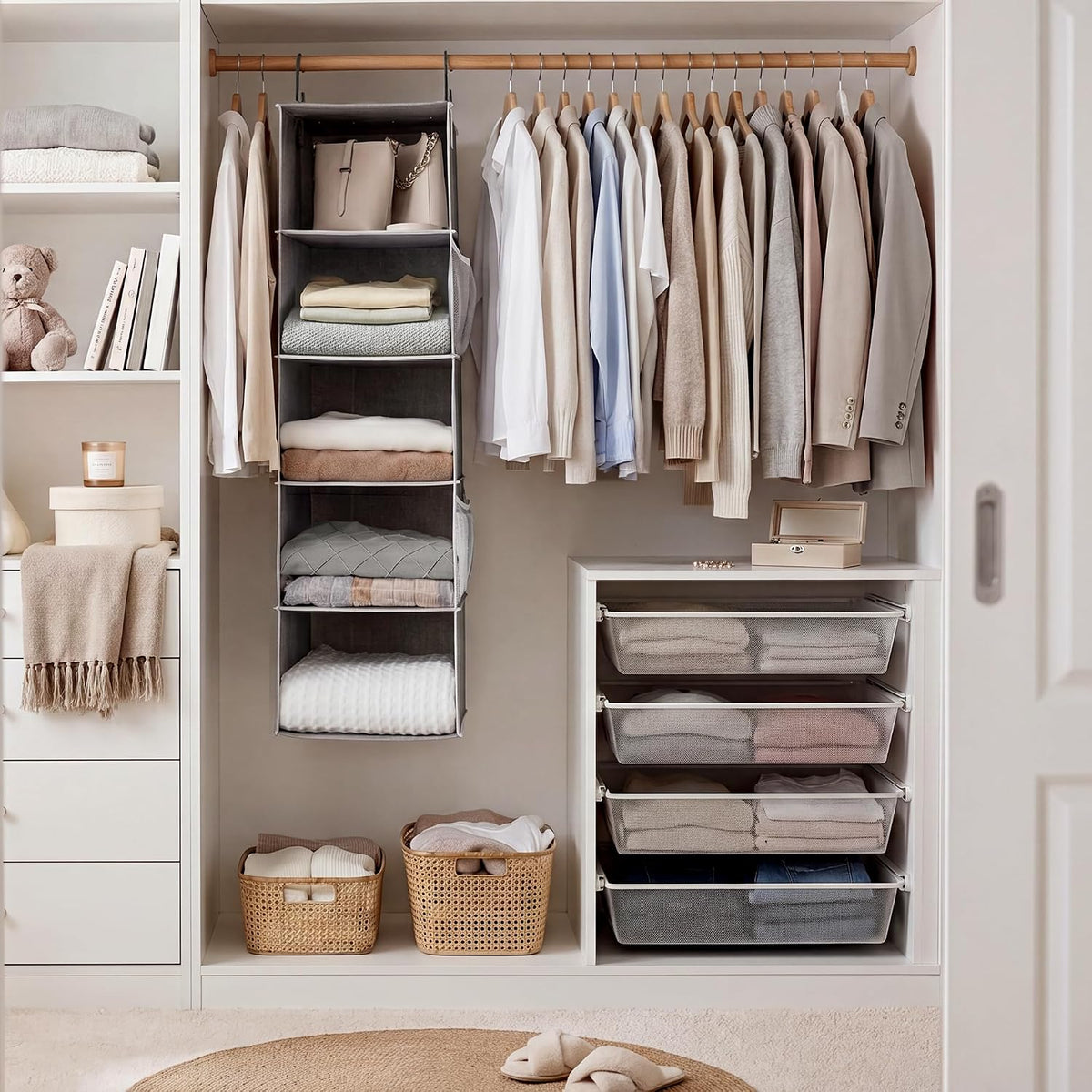 Hanging Closet Organizer for Small Closets, 5 Shelf
