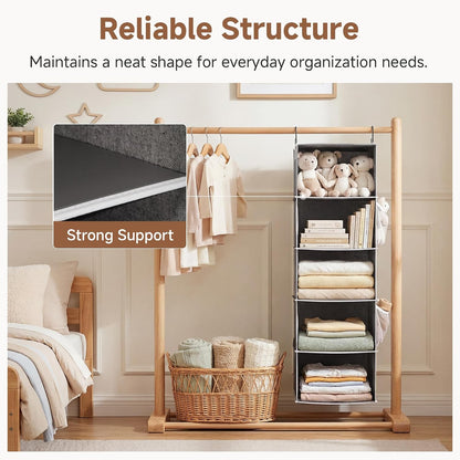 Hanging Closet Organizer for Small Closets, 5 Shelf