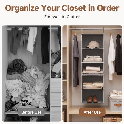 Hanging Closet Organizer for Small Closets, 5 Shelf