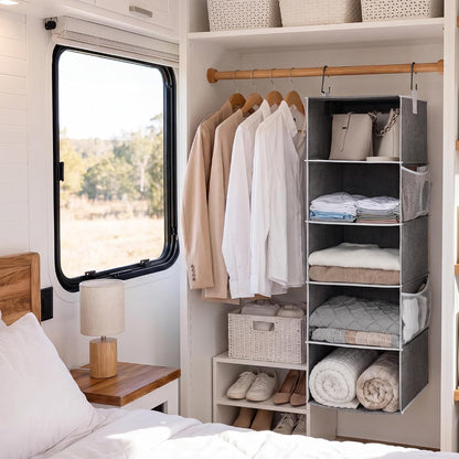 Hanging Closet Organizer for Small Closets, 5 Shelf