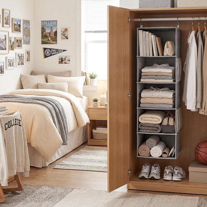 Hanging Closet Organizer for Small Closets, 5 Shelf