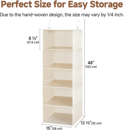 Hanging Closet Organizer for Small Closets, 5 Shelf