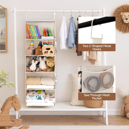 Hanging Closet Organizer for Small Closets, 5 Shelf