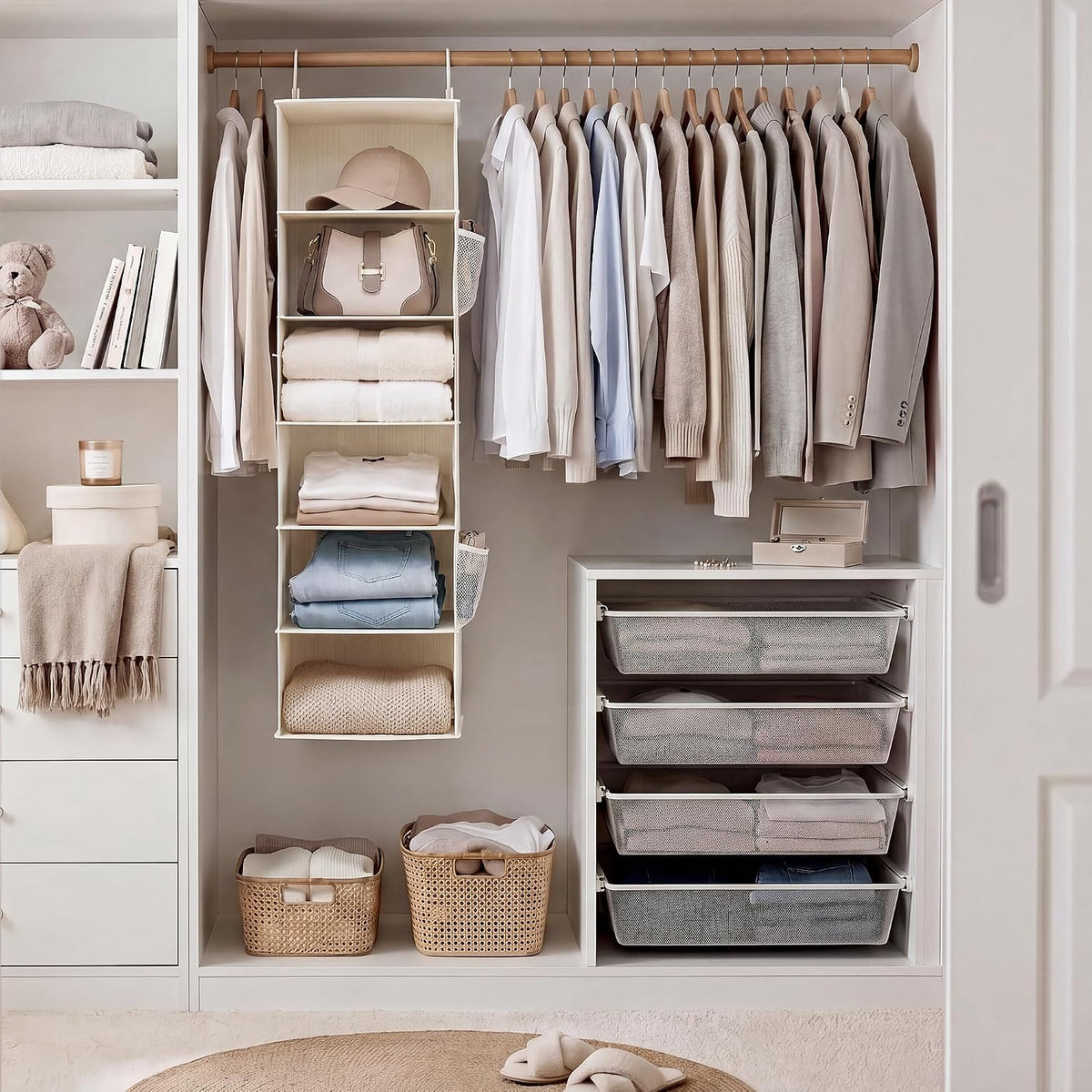 Hanging Closet Organizer for Small Closets, 5 Shelf