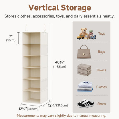 Hanging Closet Organizer for Small Closets, 5 Shelf