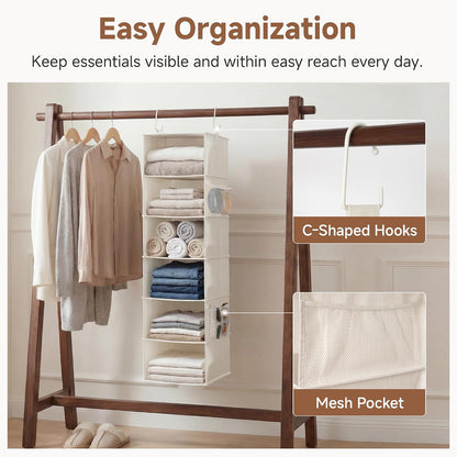 Hanging Closet Organizer for Small Closets, 5 Shelf
