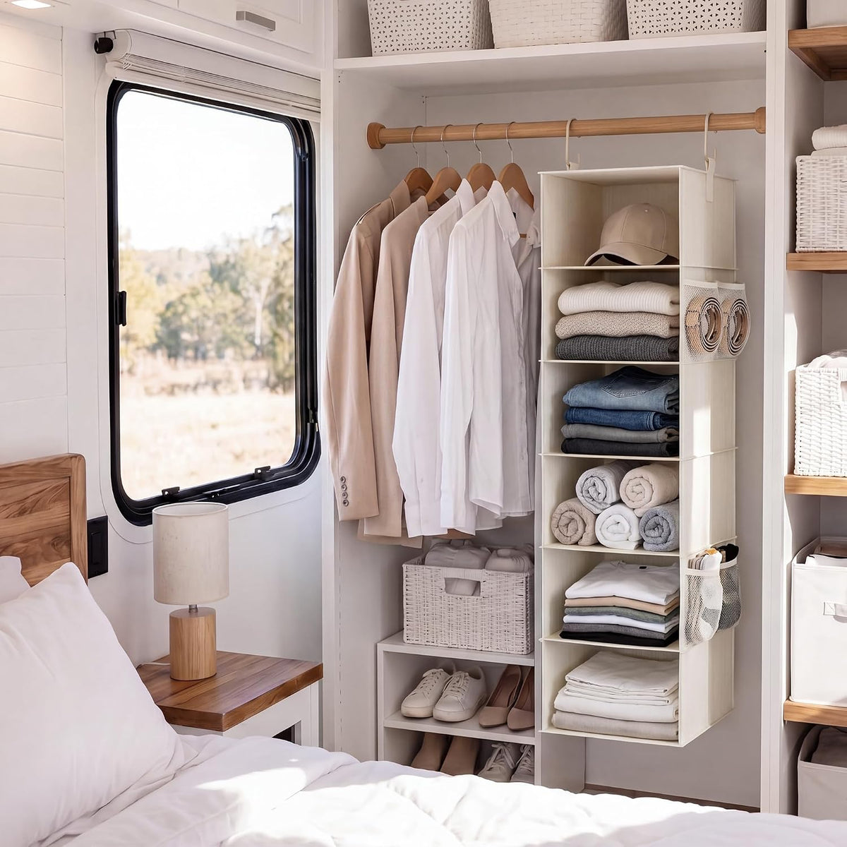 Hanging Closet Organizer for Small Closets, 5 Shelf