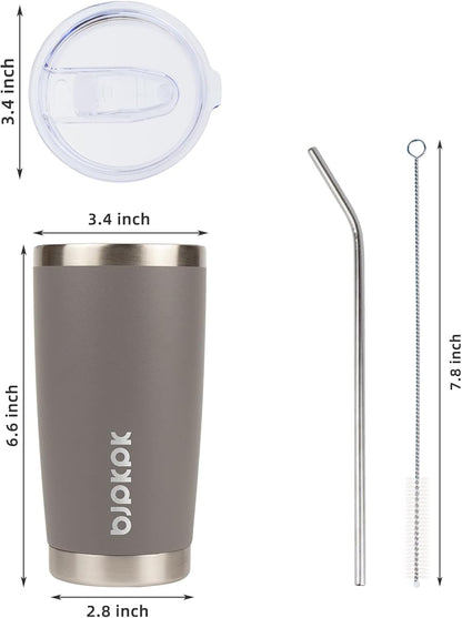 20oz Coffee Tumbler with Lid & Straw, Insulated Stainless Steel Mug | Double Wall Vacuum, Keeps Hot/Cold, BPA Free, Leak Proof, Iced Coffee Cup Fit Car Holder, Travel & Beach, Turquoise - Colors B