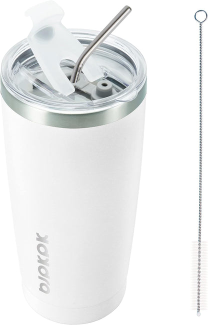 20oz Coffee Tumbler with Lid & Straw, Insulated Stainless Steel Mug | Double Wall Vacuum, Keeps Hot/Cold, BPA Free, Leak Proof, Iced Coffee Cup Fit Car Holder, Travel & Beach, Turquoise - Colors B