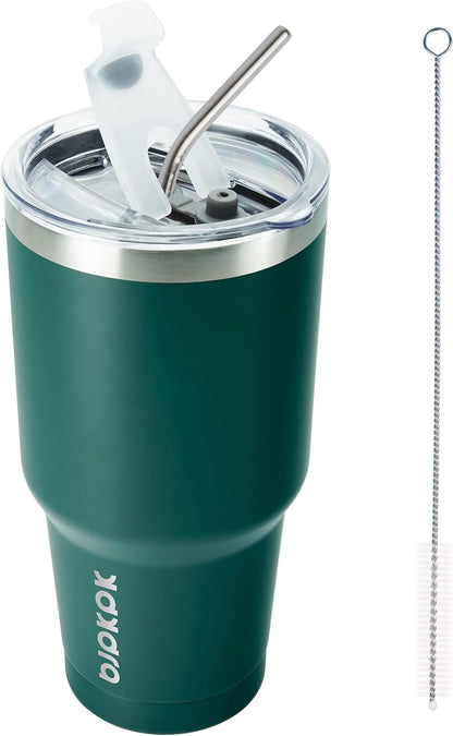 20oz Coffee Tumbler with Lid & Straw, Insulated Stainless Steel Mug | Double Wall Vacuum, Keeps Hot/Cold, BPA Free, Leak Proof, Iced Coffee Cup Fit Car Holder, Travel & Beach, Turquoise - Colors B