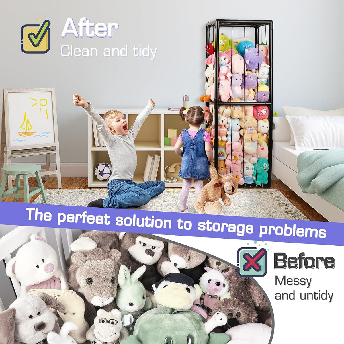 Stuffed Animal Storage Zoo Holder Space Save, PVC Stuffed Animal Organizer