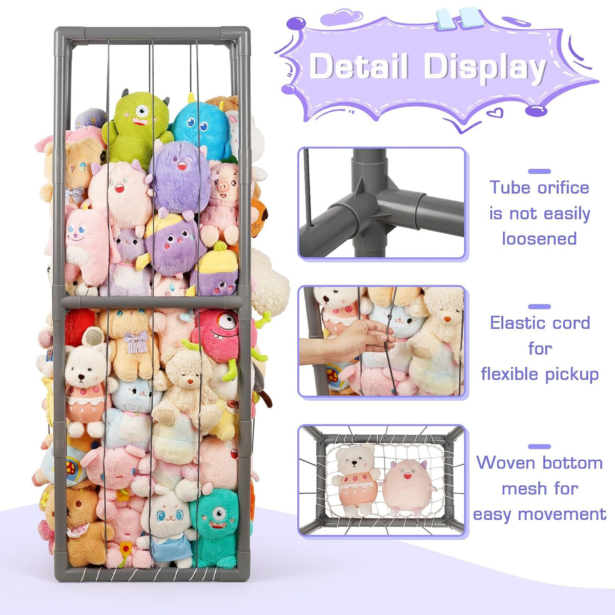 Stuffed Animal Storage Zoo Holder Space Save, PVC Stuffed Animal Organizer