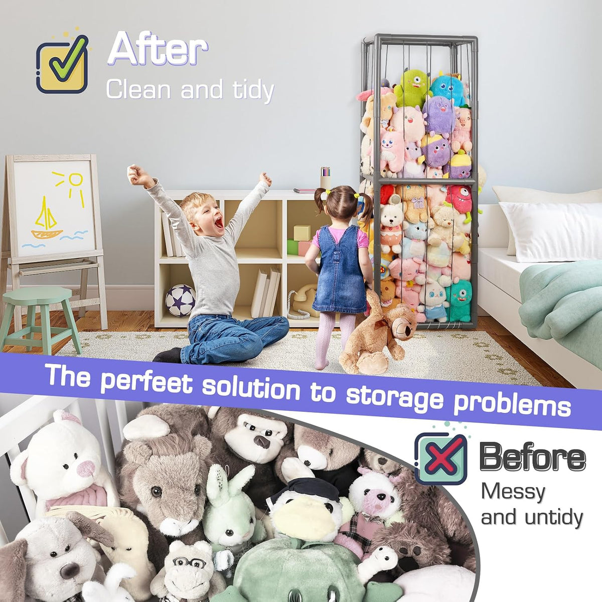 Stuffed Animal Storage Zoo Holder Space Save, PVC Stuffed Animal Organizer