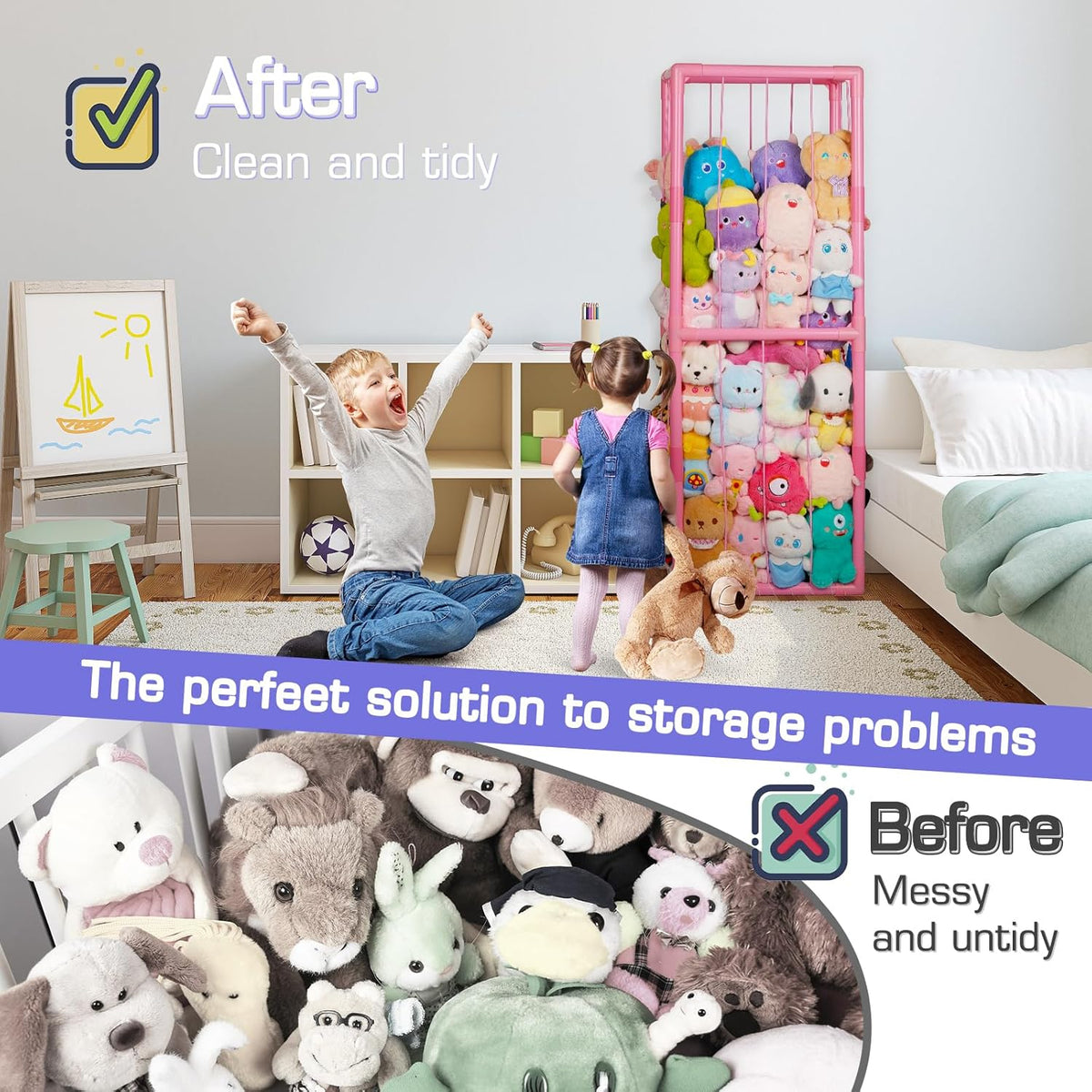 Stuffed Animal Storage Zoo Holder Space Save, PVC Stuffed Animal Organizer