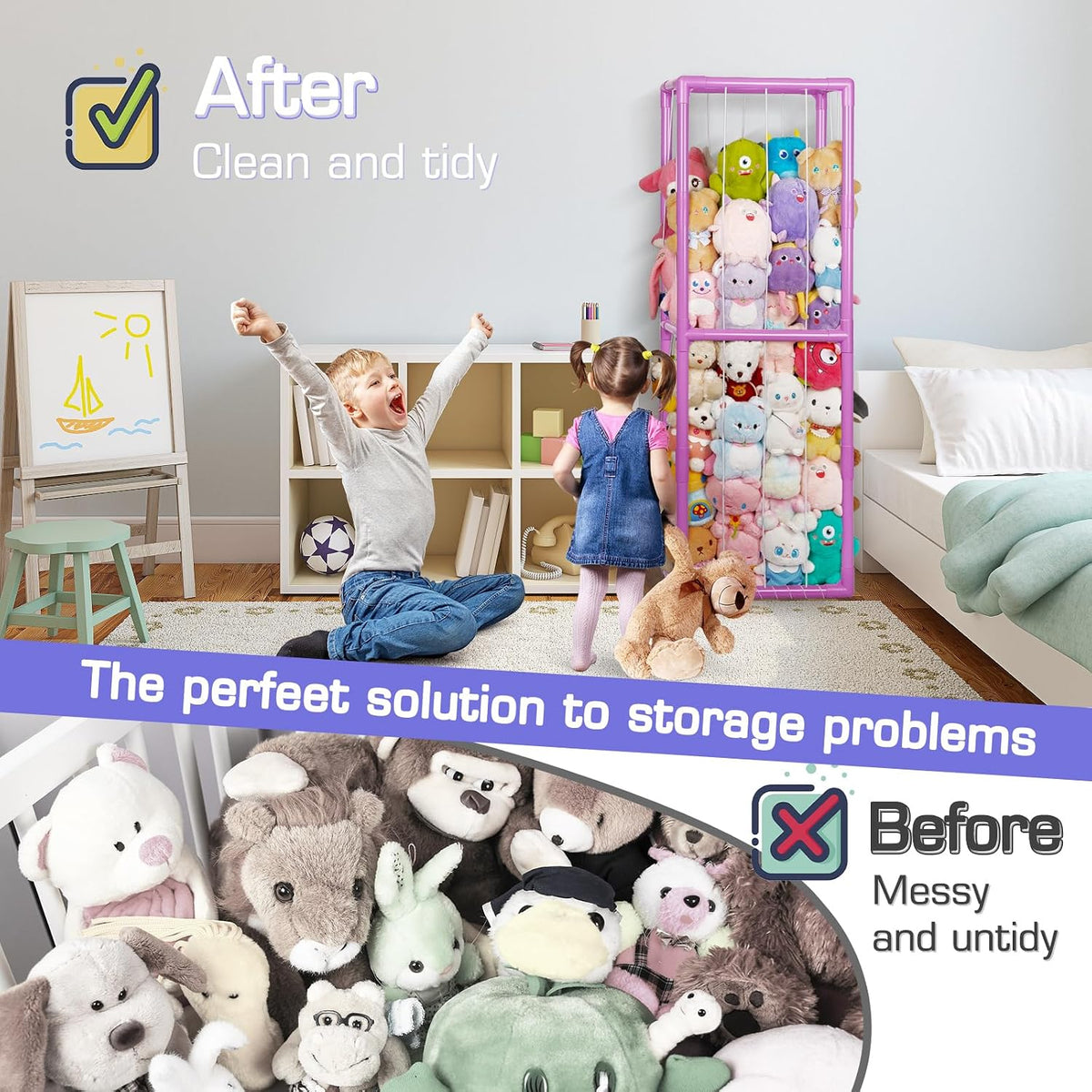 Stuffed Animal Storage Zoo Holder Space Save, PVC Stuffed Animal Organizer