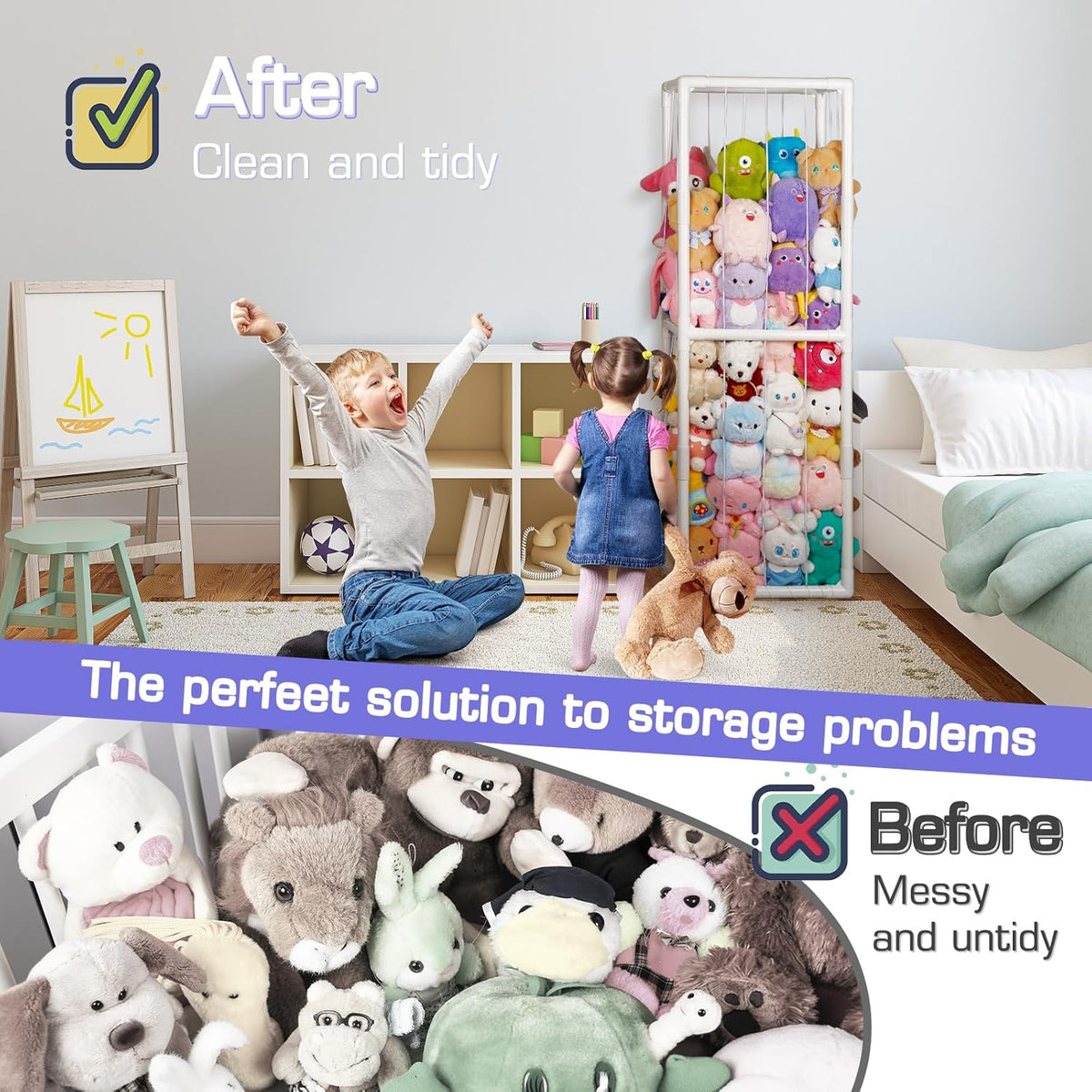 Stuffed Animal Storage Zoo Holder Space Save, PVC Stuffed Animal Organizer