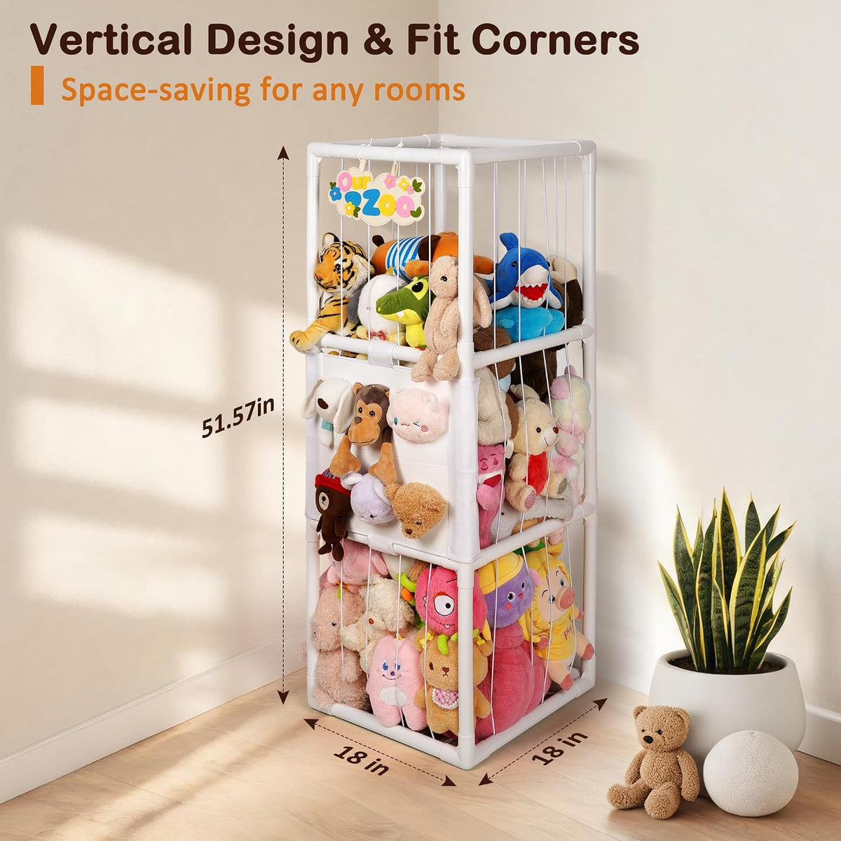 Stuffed Animal Storage Zoo Holder Space Save, PVC Stuffed Animal Organizer