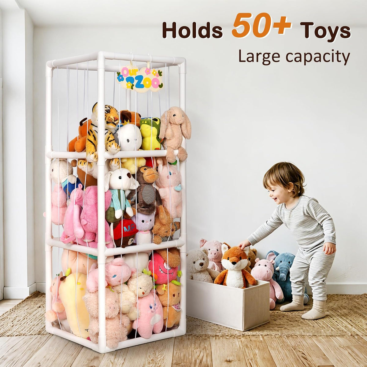 Stuffed Animal Storage Zoo Holder Space Save, PVC Stuffed Animal Organizer