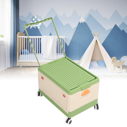 Large Rolling Toy Storage Box with Lid and Wheels, Toy Organizer Bin with Lid for Kids Playroom Bedroom, Building Blocks Container