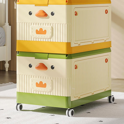 Large Rolling Toy Storage Box with Lid and Wheels, Toy Organizer Bin with Lid for Kids Playroom Bedroom, Building Blocks Container