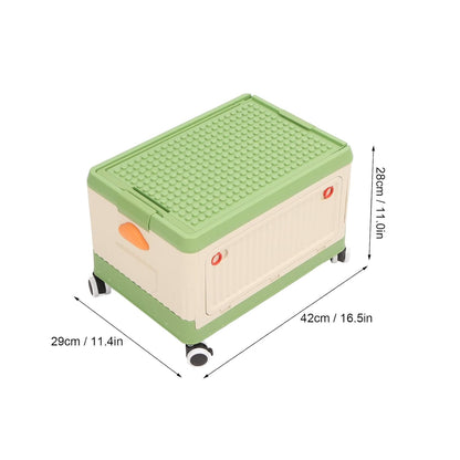 Large Rolling Toy Storage Box with Lid and Wheels, Toy Organizer Bin with Lid for Kids Playroom Bedroom, Building Blocks Container