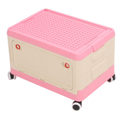 Large Rolling Toy Storage Box with Lid and Wheels, Toy Organizer Bin with Lid for Kids Playroom Bedroom, Building Blocks Container