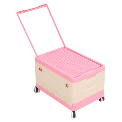 Large Rolling Toy Storage Box with Lid and Wheels, Toy Organizer Bin with Lid for Kids Playroom Bedroom, Building Blocks Container
