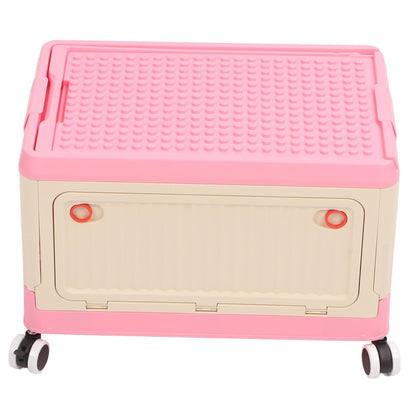 Large Rolling Toy Storage Box with Lid and Wheels, Toy Organizer Bin with Lid for Kids Playroom Bedroom, Building Blocks Container