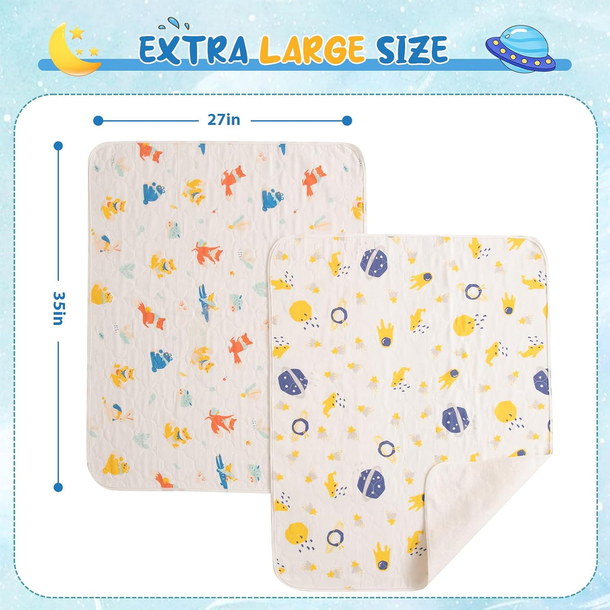 Baby Portable Diaper Changing Pad,Waterproof Changing Mat 2Pcs-27"x35"